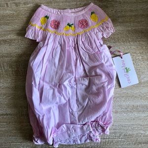 Cecil and Lou’s smocked citrus bubble